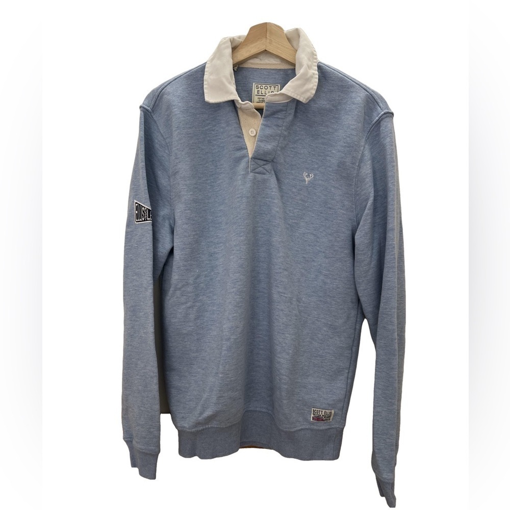 EUC Scott Ellis Rigby Light Blue Sweater Polo Size Medium